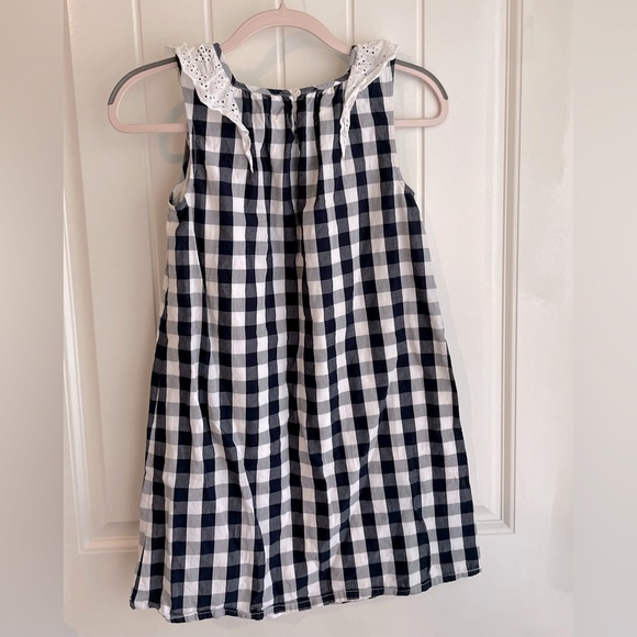 Crown & Ivy Navy Blue/White Eyelet Lace Plaid Check Cotton Dress Sz 16 in EUC - Picture 4 of 4